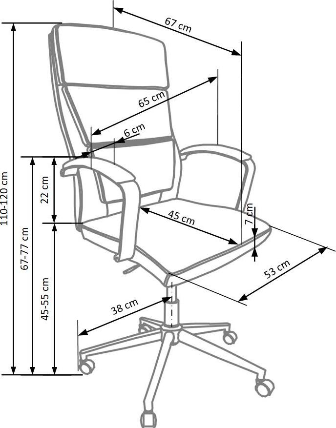 Office Chair Aurelius | size: Width: 65cm, Height: 120cm, Depth: 67cm | color: White | image: 3 | variant: 1011570