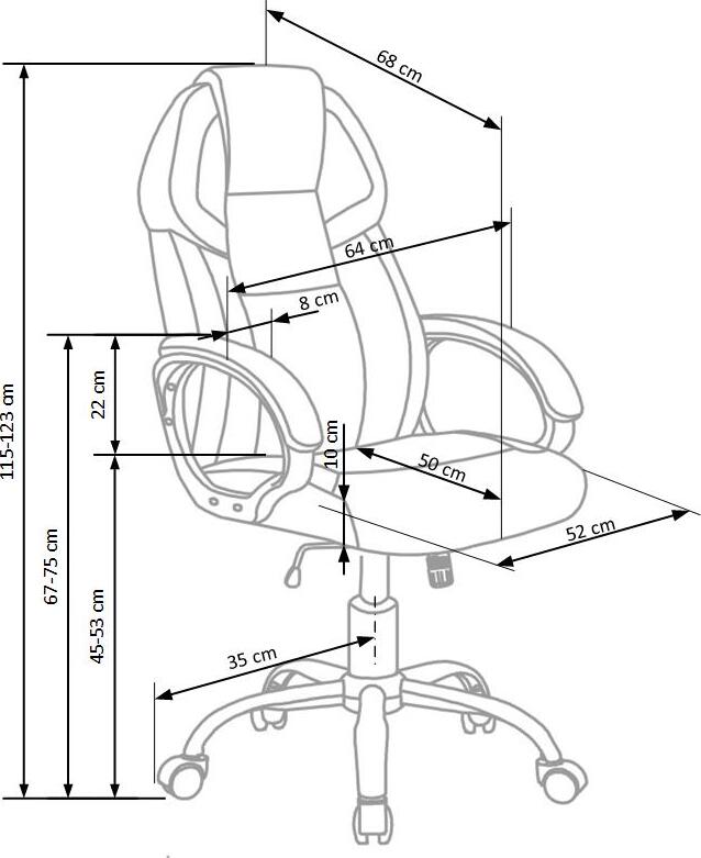 Office Chair Barton | size: Width: 64cm, Height: 123cm, Depth: 68cm | color: Black | image: 6 | variant: 1011623