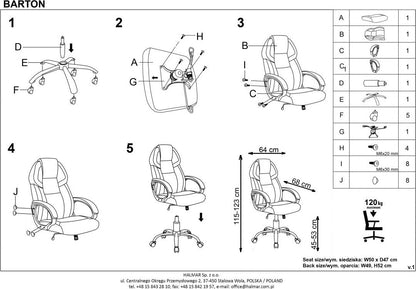 Office Chair Barton | size: Width: 64cm, Height: 123cm, Depth: 68cm | color: Black | image: 7 | variant: 1011623