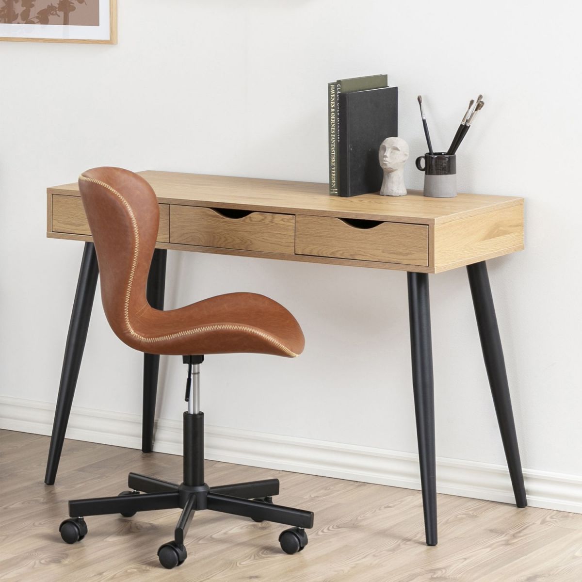 Office Chair Batilda | size: Width: 55cm, Height: 87cm, Depth: 54cm | color: Brown | image: 4 | variant: 1012504