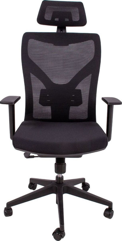 Office Chair Cardigan | size: Width: 58cm, Height: 100.5cm, Depth: 58cm | color: Black | image: 2 | variant: 1001276