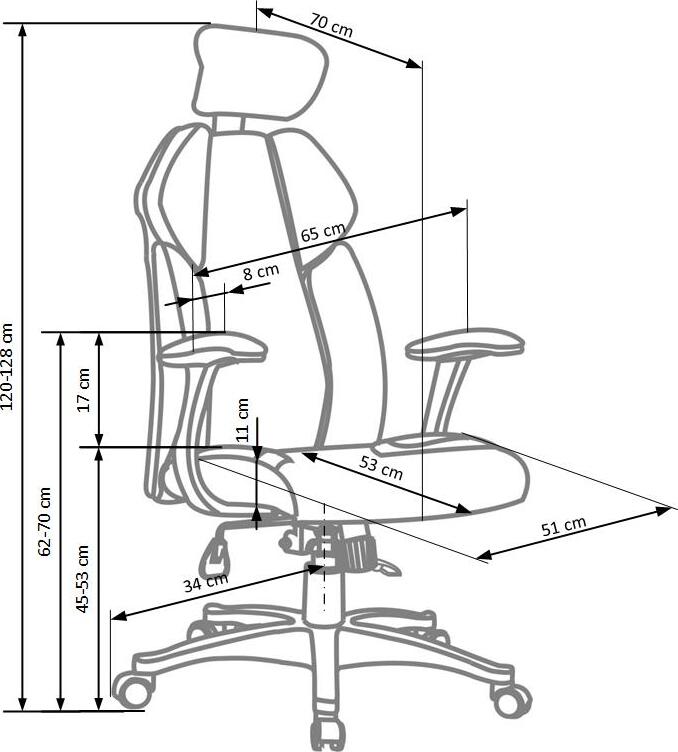 Office Chair Chrono | size: Width: 65cm, Height: 128cm, Depth: 70cm | color: Black | image: 3 | variant: 1011624