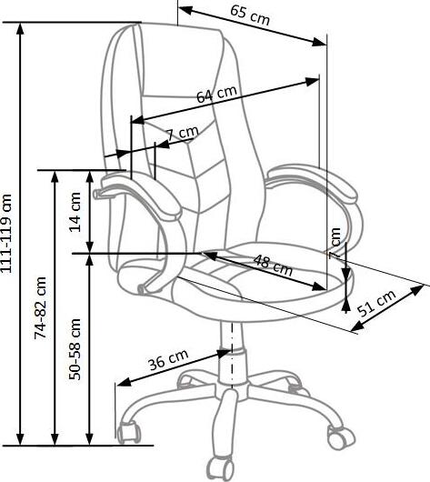 Office Chair Cody | size: Width: 64cm, Height: 119cm, Depth: 65cm | color: Brown | image: 3 | variant: 1011559