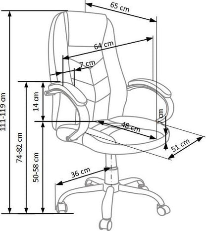 Office Chair Cody | size: Width: 64cm, Height: 119cm, Depth: 65cm | color: Brown | image: 3 | variant: 1011559