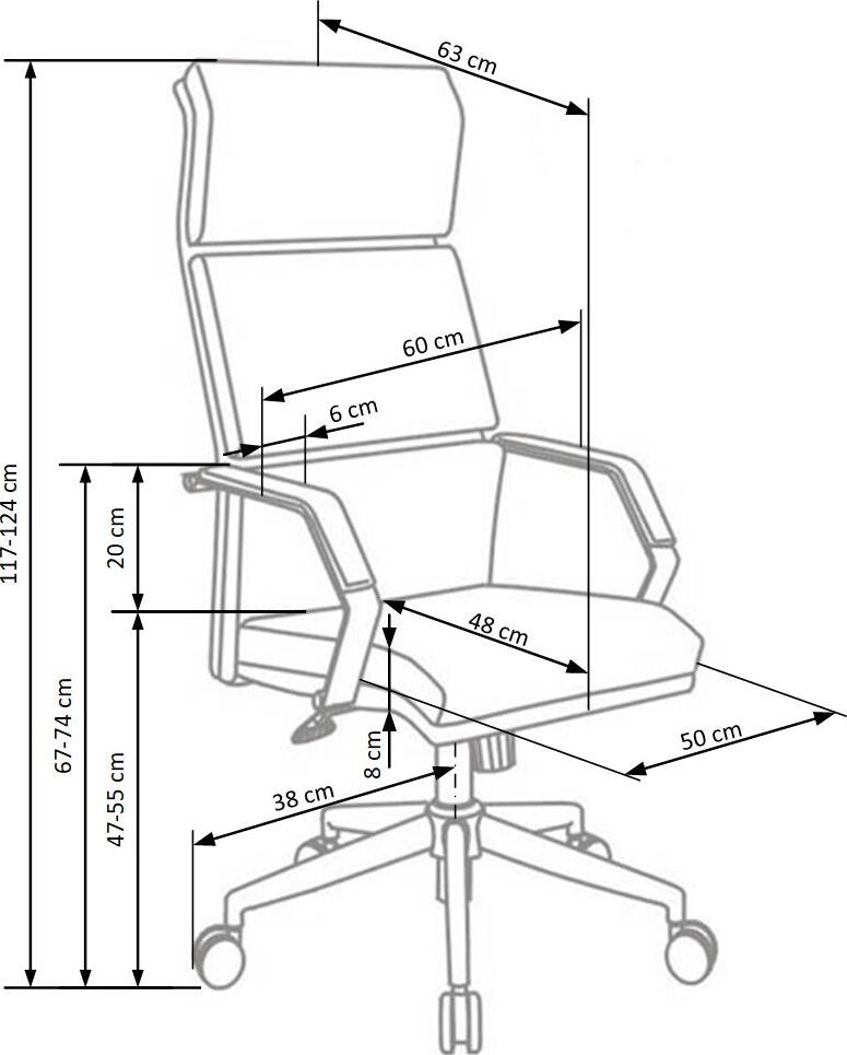 Office Chair Costa | size: Width: 60cm, Height: 124cm, Depth: 63cm | color: White | image: 3 | variant: 1011577