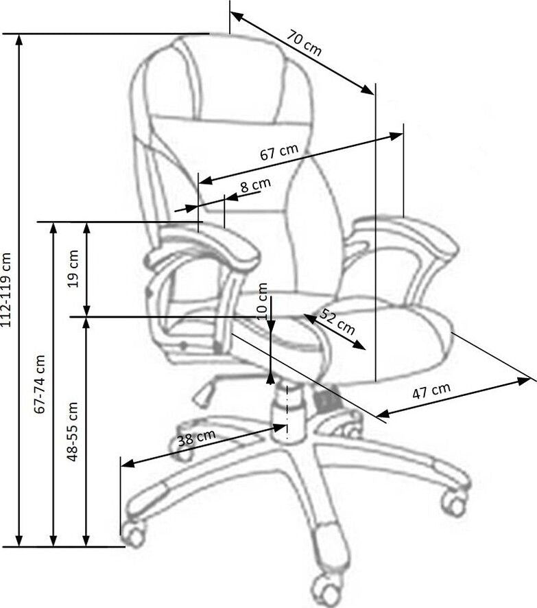 Office Chair Desmond 2 | size: Width: 70cm, Height: 119cm, Depth: 67cm | color: Gray | image: 3 | variant: 1011962