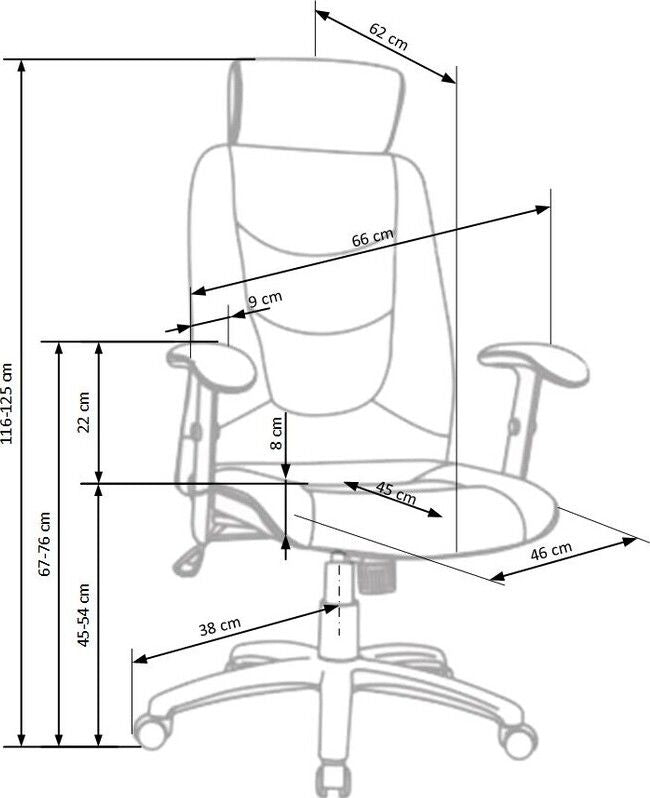 Office Chair East Hertford | size: Width: 66cm, Height: 125cm, Depth: 49cm | color: Gray | image: 3 | variant: 1007025