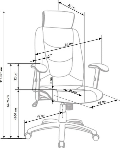 Office Chair East Hertford | size: Width: 66cm, Height: 125cm, Depth: 49cm | color: Gray | image: 3 | variant: 1007025