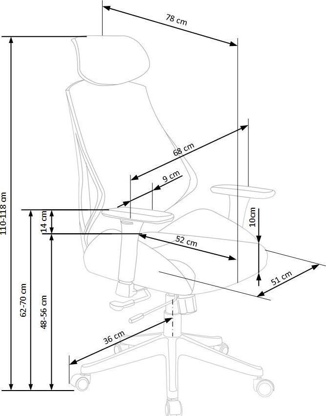 Office Chair East Pontefract | size: Width: 68cm, Height: 118cm, Depth: 78cm | color: Black | image: 6 | variant: 1007038