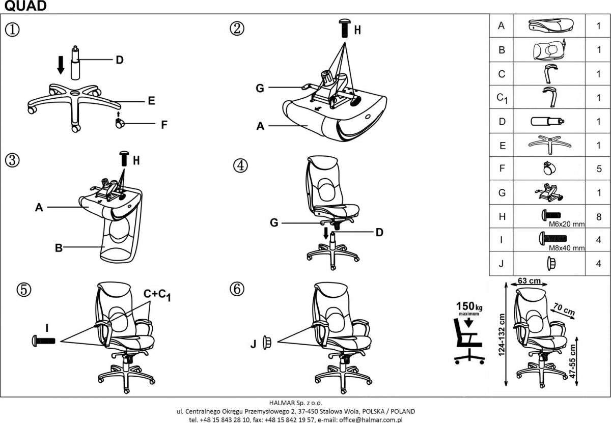 Office Chair East Runcorn | size: Width: 63cm, Height: 124cm, Depth: 70cm | color: Black | image: 6 | variant: 1007043