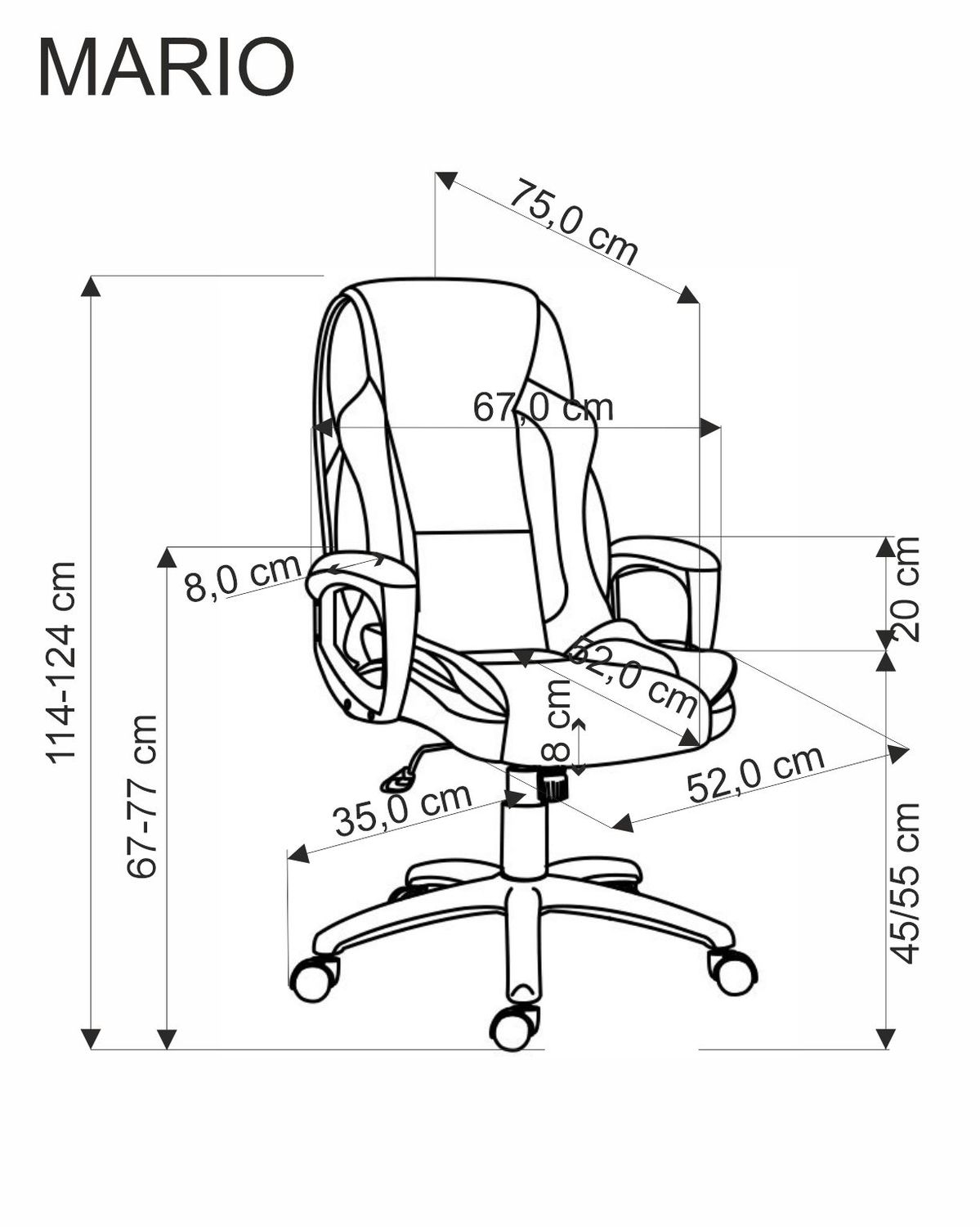 Office Chair East Skopje | size: Width: 67cm, Height: 124cm, Depth: 75cm | color: Black | image: 1 | variant: 1007568