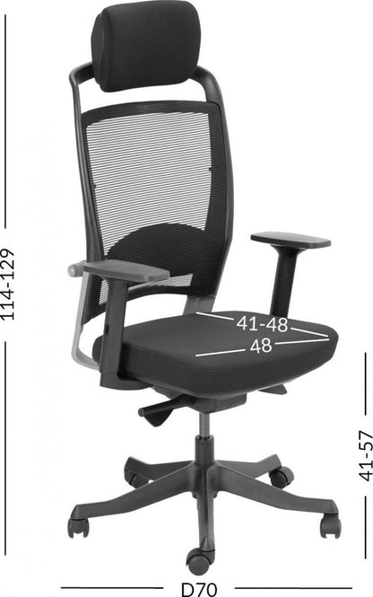 Office Chair Fulkrum | size: Width: 62cm, Height: 129cm, Depth: 70cm | color: Black/Grey | image: 3 | variant: 1005257