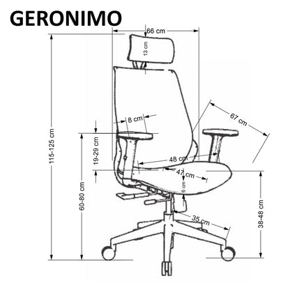 Office Chair Geronimo | size: Width: 66cm, Height: 115cm, Depth: 67cm | color: Black | image: 3 | variant: 1014088