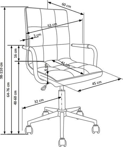 Office Chair Gonzo 3 | size: Width: 53cm, Height: 109cm, Depth: 60cm | color: Gray | image: 2 | variant: 1011543
