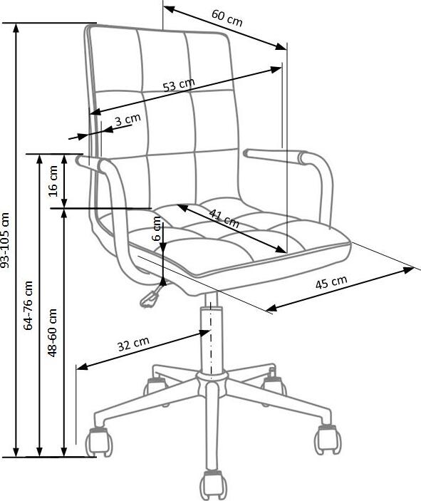 Office Chair Gonzo 4 | size: Width: 53cm, Height: 105cm, Depth: 60cm | color: Gray | image: 6 | variant: 1005120