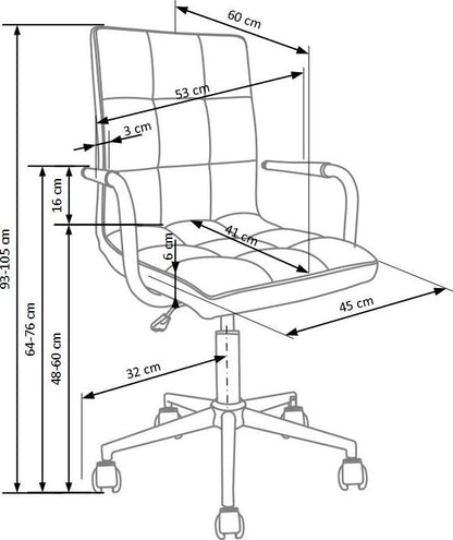 Office Chair Gonzo 4 | size: Width: 53cm, Height: 105cm, Depth: 60cm | color: Gray | image: 6 | variant: 1005120