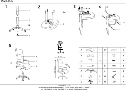 Office Chair Hamilton | size: Width: 60cm, Height: 102cm, Depth: 70cm | color: Black | image: 3 | variant: 1011552