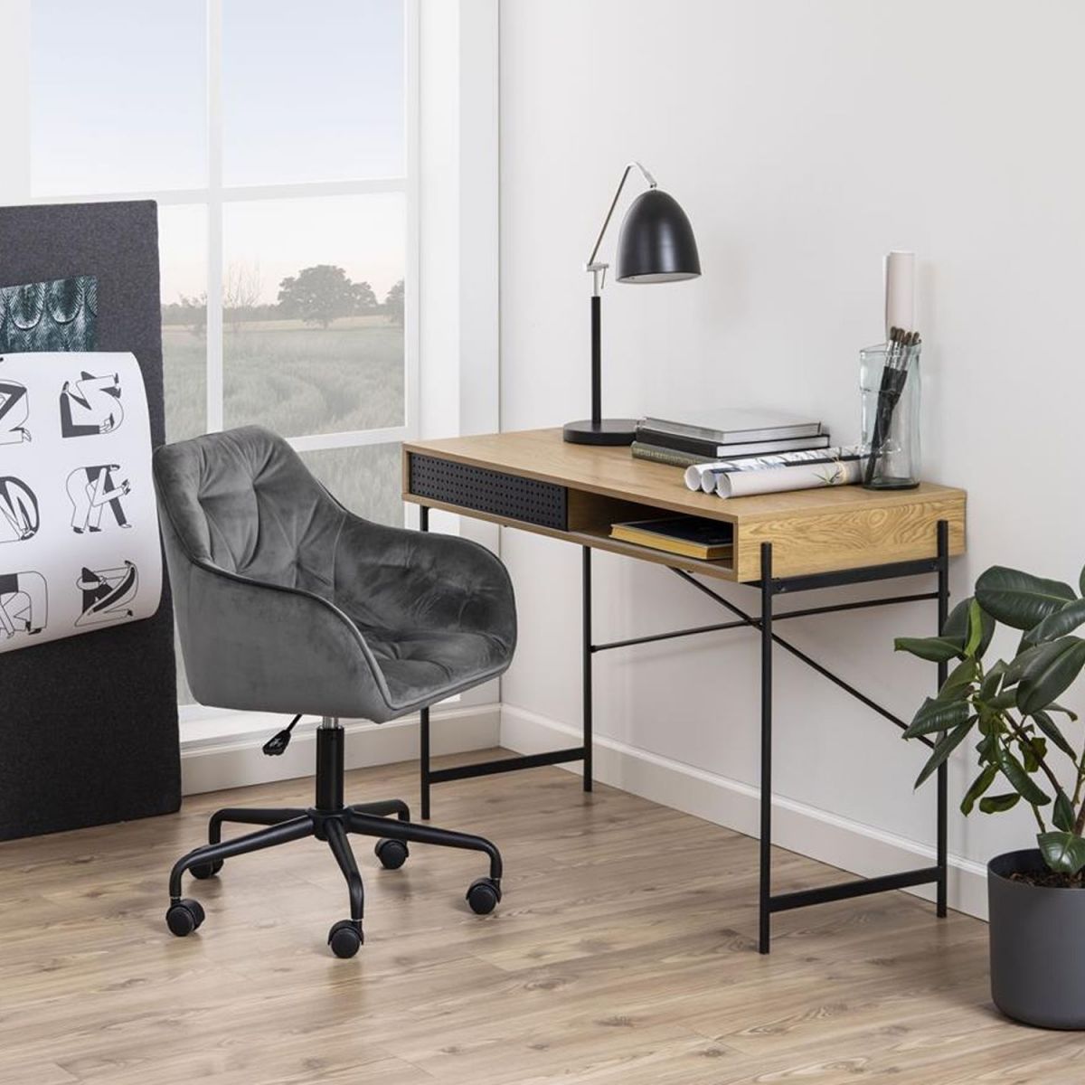 Office Chair Horsham | size: Width: 59cm, Height: 89cm, Depth: 58.5cm | color: Gray | image: 3 | variant: 1001136