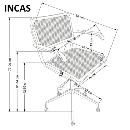 Office Chair Incas | size: Width: 59cm, Height: 77cm, Depth: 58cm | color: Brown/Black | image: 2 | variant: 1014095