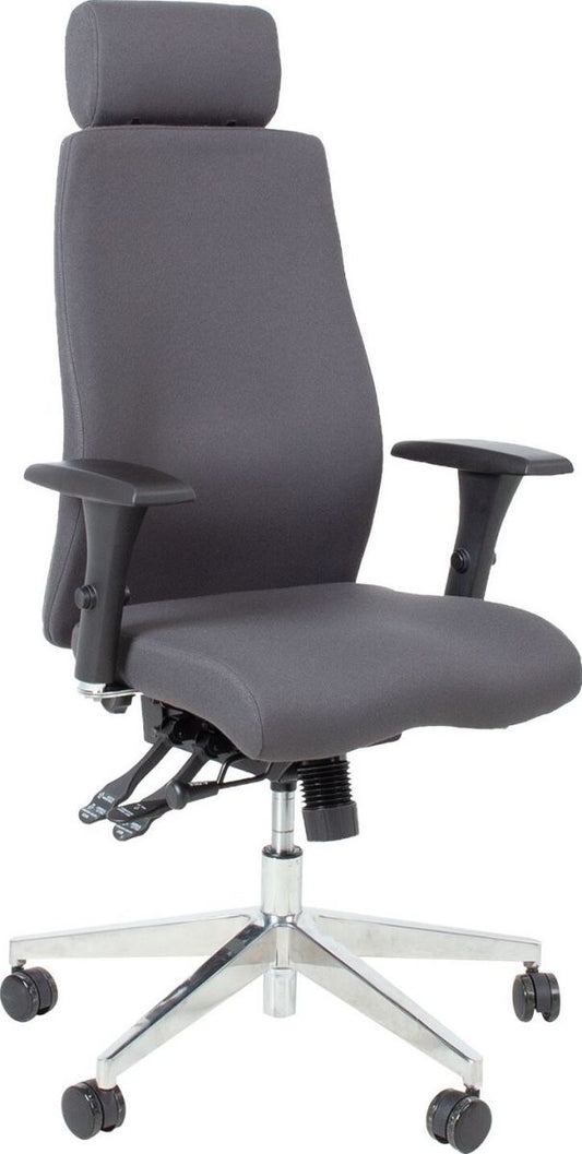 Office Chair Llanidloes | size: Width: 60cm, Height: 114-123cm, Depth: 70cm | color: Gray | image: 1 | variant: 1001237
