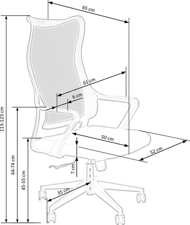 Office Chair Loreto | size: Width: 61cm, Height: 123cm, Depth: 65cm | color: Gray | image: 6 | variant: 1005131
