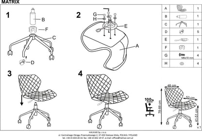 Office Chair Matrix | size: Width: 48cm, Height: 88cm, Depth: 53cm | color: Blue | image: 2 | variant: 1005142