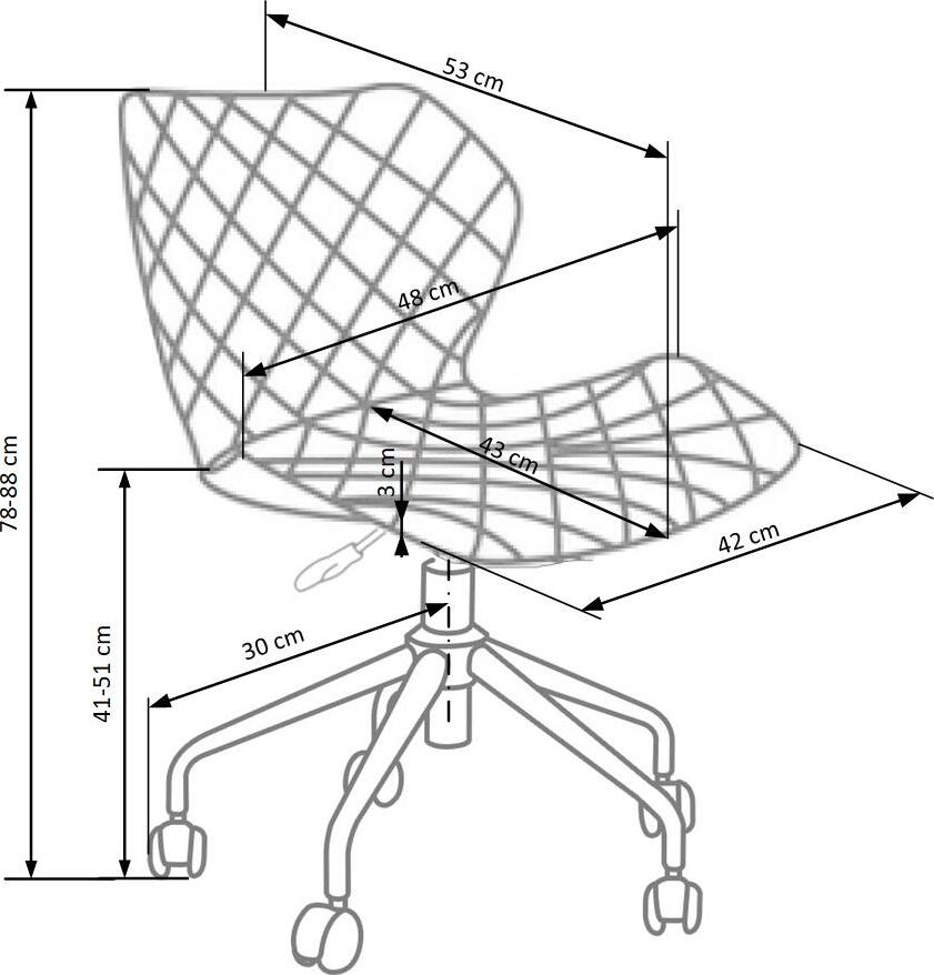 Office Chair Matrix | size: Width: 48cm, Height: 88cm, Depth: 53cm | color: Gray | image: 4 | variant: 1005141