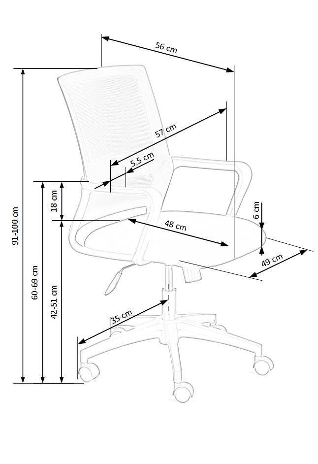 Office Chair Mauro | size: Width: 57cm, Height: 100cm, Depth: 56cm | color: Black/Grey | image: 8 | variant: 1017830