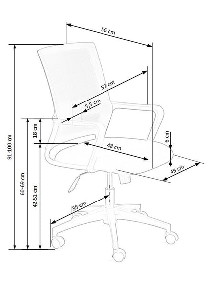 Office Chair Mauro | size: Width: 57cm, Height: 100cm, Depth: 56cm | color: Black/Grey | image: 8 | variant: 1017830