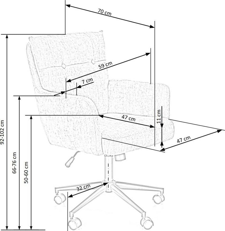 Office Chair Novara | size: Width: 59cm, Height: 102cm, Depth: 70cm | color: Gray | image: 7 | variant: 1002889