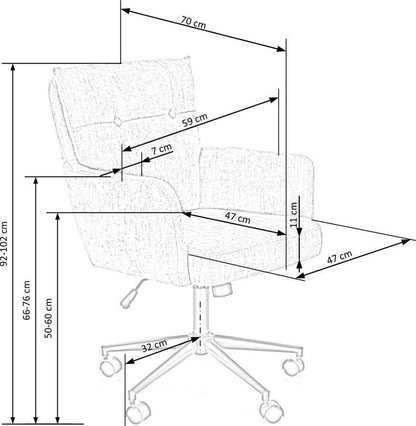 Office Chair Novara | size: Width: 59cm, Height: 102cm, Depth: 70cm | color: Gray | image: 7 | variant: 1002889