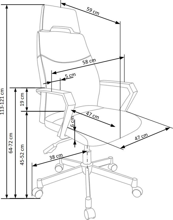 Office Chair Olaf | size: Width: 58cm, Height: 121cm, Depth: 59cm | color: Gray | image: 3 | variant: 1011548