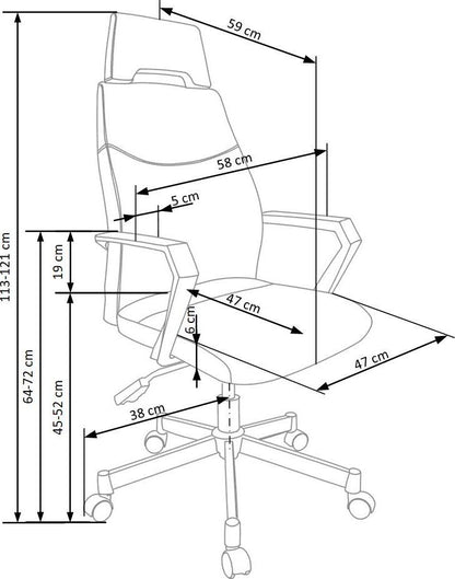 Office Chair Olaf | size: Width: 58cm, Height: 121cm, Depth: 59cm | color: Gray | image: 3 | variant: 1011548