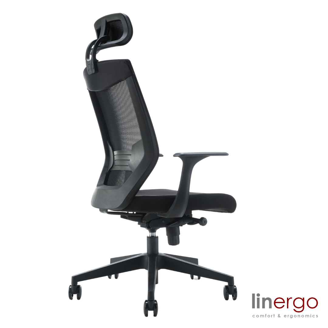 Office Chair Oslo ERGO | size: Width: 57.5cm, Height: 128cm, Depth: 60cm | color: Black | image: 2 | variant: 1014101