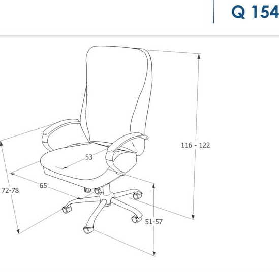 Office Chair Q-154 | size: Width: 65cm, Height: 116-122cm, Depth: 53cm | color: Black | image: 2 | variant: 1005426