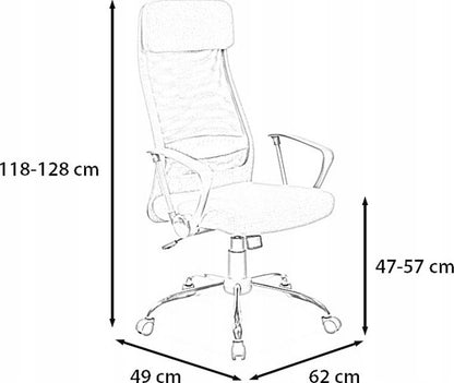 Office Chair Q-345 | size: Width: 62cm, Height: 118-128cm, Depth: 49cm | color: Gray | image: 2 | variant: 1005431