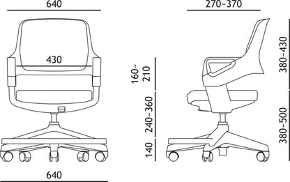 Office Chair Rookee | size: Width: 64cm, Height: 76-93cm, Depth: 64cm | color: Gray | image: 6 | variant: 1005310