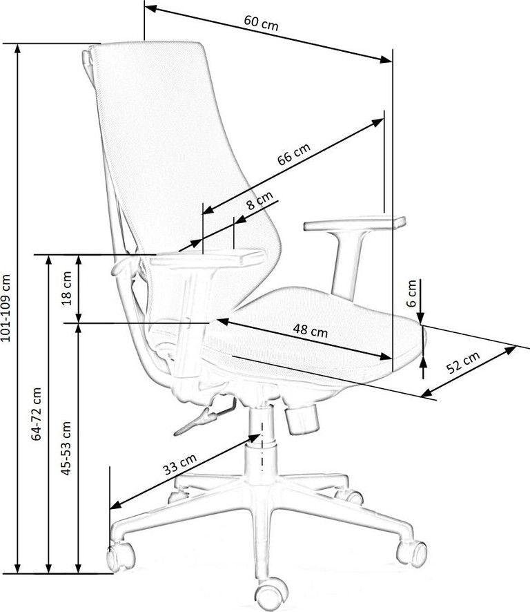 Office Chair Rubio | size: Width: 66cm, Height: 109cm, Depth: 69cm | color: Gray | image: 8 | variant: 1012372