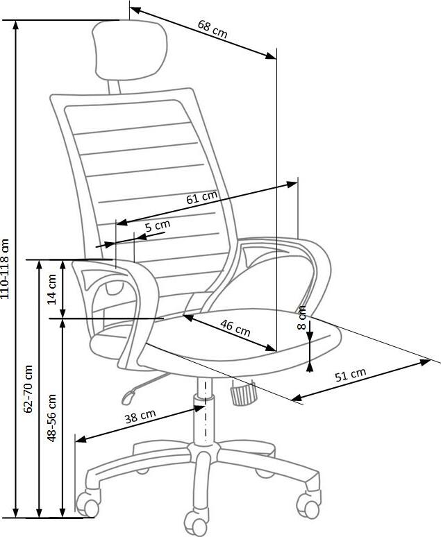 Office Chair Socket | size: Width: 61cm, Height: 118cm, Depth: 68cm | color: Black | image: 10 | variant: 1011969