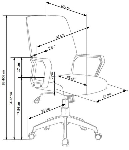 Office Chair Spin 2 | size: Width: 59cm, Height: 106cm, Depth: 62cm | color: Gray | image: 9 | variant: 1011970