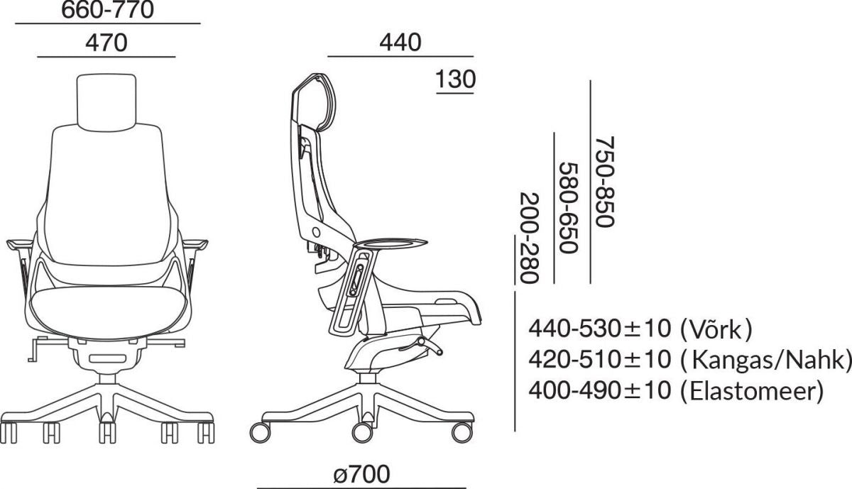 Office Chair St Davids | size: Width: 70cm, Height: 112-129cm, Depth: 70cm | color: Black | image: 4 | variant: 1001267