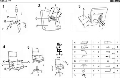 Office Chair Stanley | size: Width: 71cm, Height: 108cm, Depth: 59cm | color: Black | image: 4 | variant: 1011561