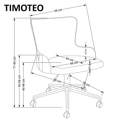 Office Chair Timoteo | size: Width: 55cm, Height: 77cm, Depth: 55cm | color: Green/Gold | image: 3 | variant: 1005172