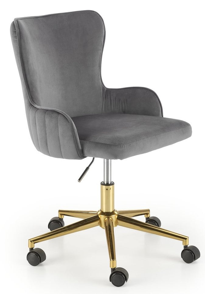 Office Chair Timoteo | size: Width: 55cm, Height: 77cm, Depth: 55cm | color: Grey/Gold | image: 1 | variant: 1005173