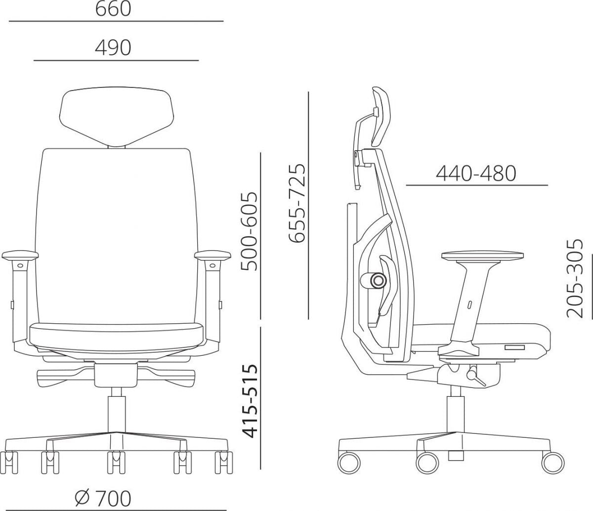Office Chair Tune 2 | size: Width: 70cm, Height: 111-128cm, Depth: 49cm | color: Black | image: 3 | variant: 1011590