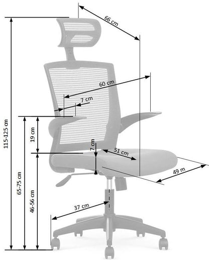 Office Chair Valor | size: Width: 64cm, Height: 125cm, Depth: 62cm | color: Black | image: 2 | variant: 1011972