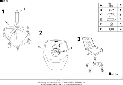 Office Chair Venaria | size: Width: 51cm, Height: 91cm, Depth: 54cm | color: Gray | image: 9 | variant: 1002941