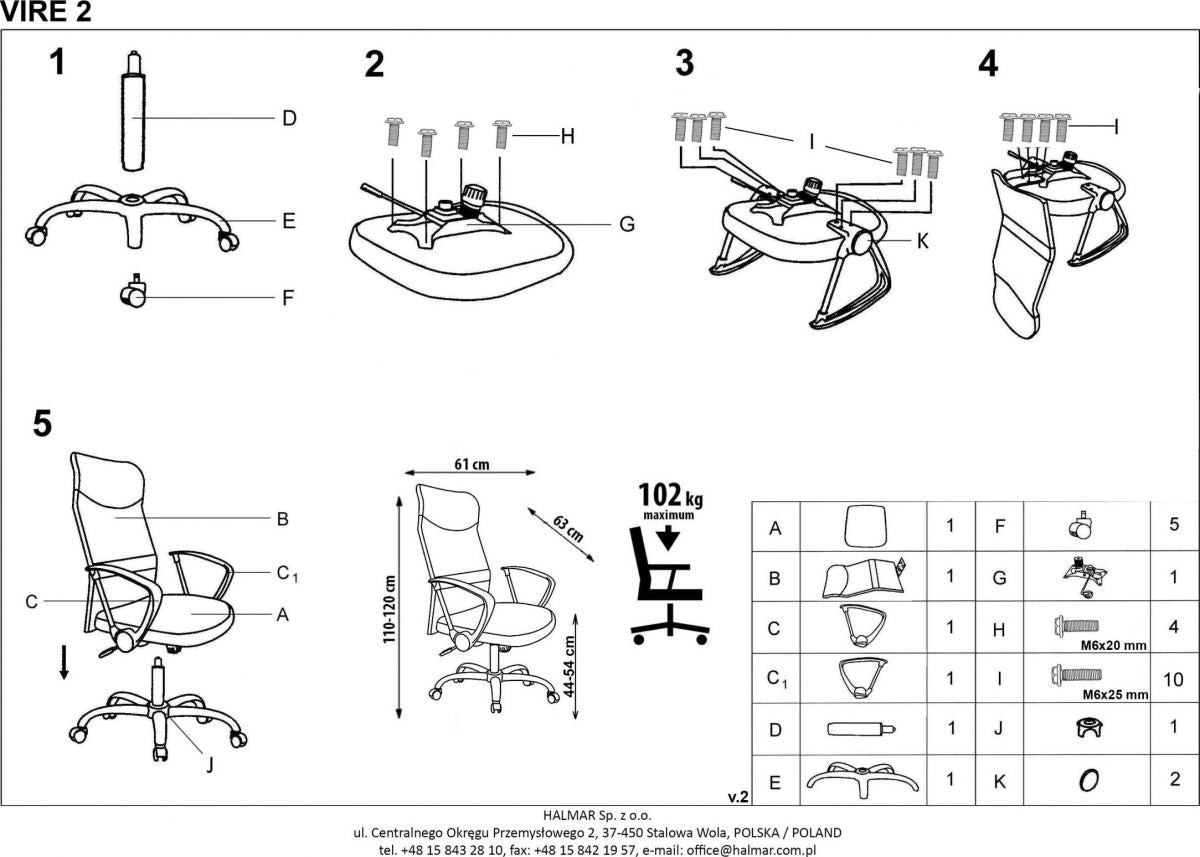 Office Chair Vire 2 | size: Width: 61cm, Height: 120cm, Depth: 63cm | color: Black/Grey | image: 8 | variant: 1011540