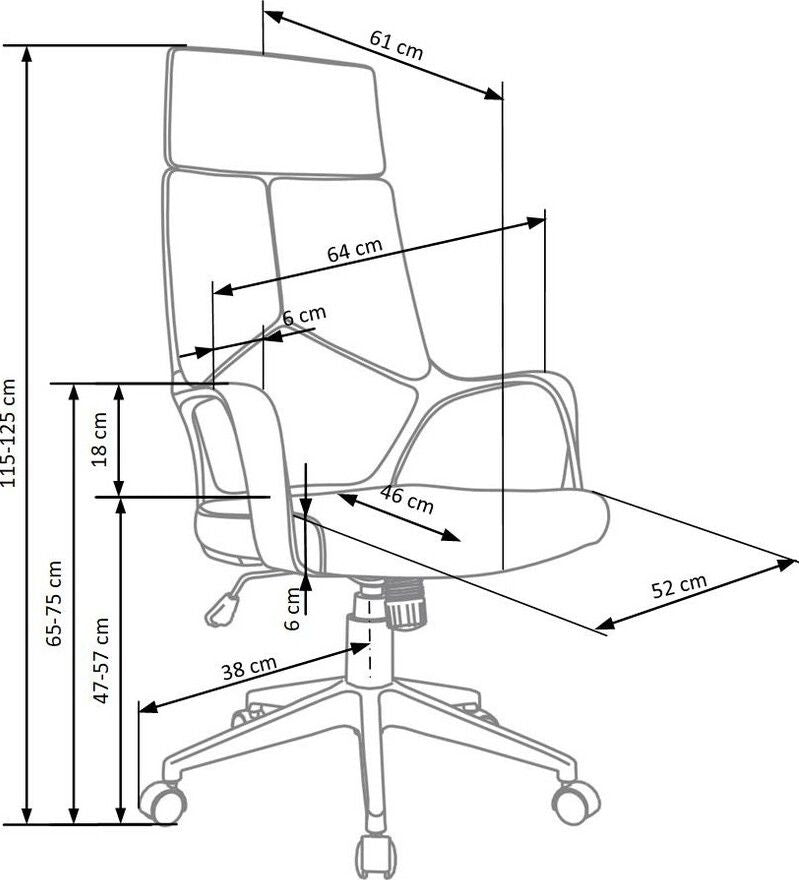 Office Chair Voyager | size: Width: 64cm, Height: 125cm, Depth: 61cm | color: Blue | image: 3 | variant: 1011556