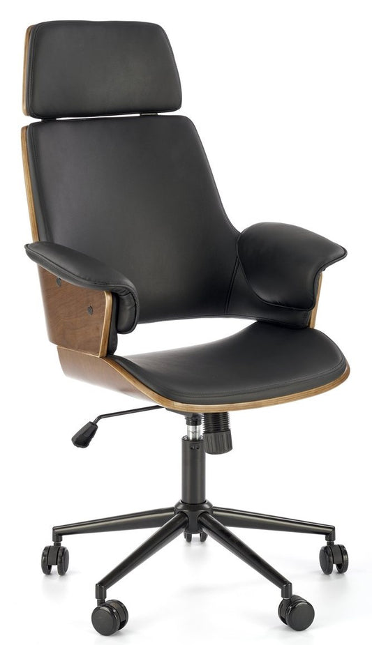 Office Chair West Cross Keys | size: Width: 65cm, Height: 112cm, Depth: 65cm | color: Black/Walnut | image: 1 | variant: 1007438